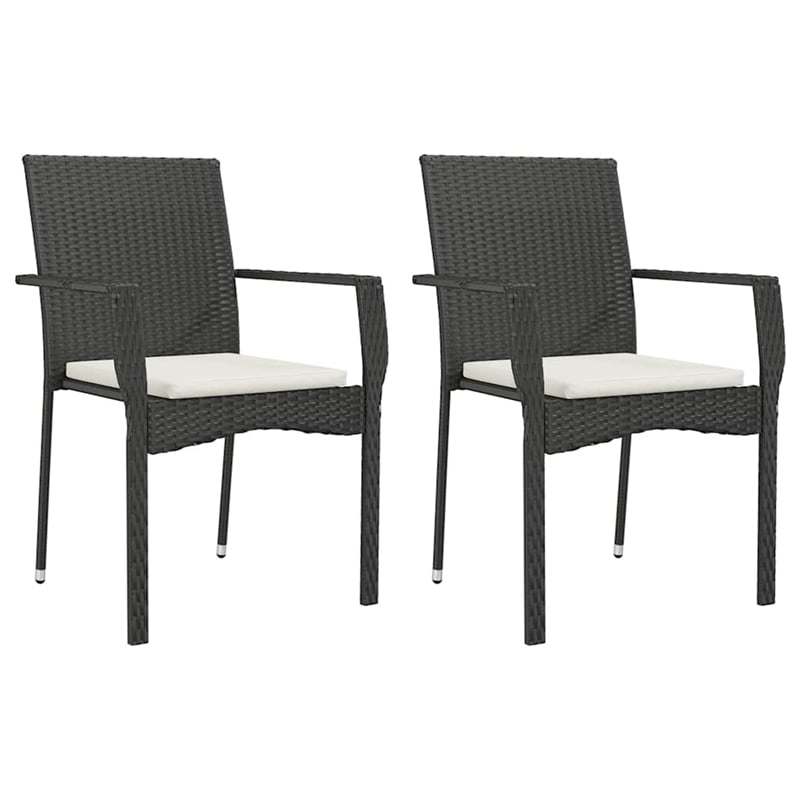 vidaXL 7 Piece Poly Rattan Garden Dining Set in Black