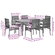 vidaXL 7 Piece Poly Rattan Garden Dining Set in Gray