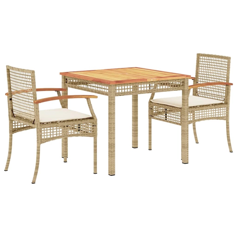 vidaXL 3 Piece Steel Garden Dining Set in Beige