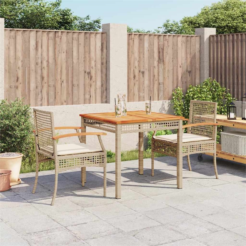 vidaXL 3 Piece Steel Garden Dining Set in Beige