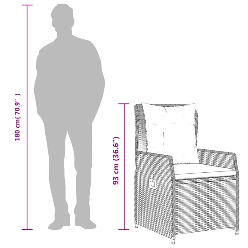 vidaXL 9 Piece Poly Rattan Garden Dining Set in Black/Cream White