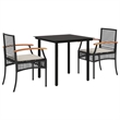 vidaXL 3 Piece Poly Rattan Garden Dining Set in Black
