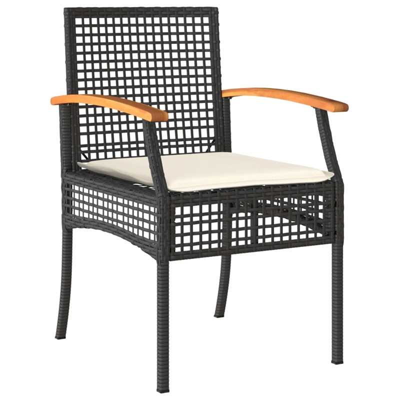vidaXL 3 Piece Poly Rattan Garden Dining Set in Black