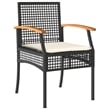 vidaXL 3 Piece Poly Rattan Garden Dining Set in Black
