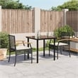 vidaXL 3 Piece Poly Rattan Garden Dining Set in Black