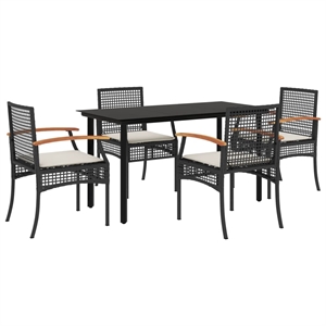 vidaXL 5 Piece Poly Rattan Garden Dining Set in Black