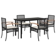 vidaXL 5 Piece Poly Rattan Garden Dining Set in Black