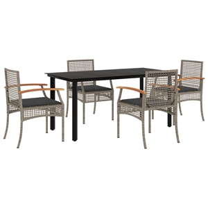 vidaXL 5 Piece Rattan Garden Dining Set in Black