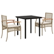 vidaXL 3 Piece Steel Garden Dining Set in Black/Cream White