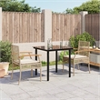 vidaXL 3 Piece Steel Garden Dining Set in Black/Cream White