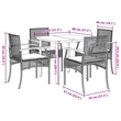 vidaXL 5 Piece Steel Patio Dining Set in Black/Gray/Navy Blue