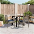 vidaXL 5 Piece Steel Patio Dining Set in Black/Gray/Navy Blue