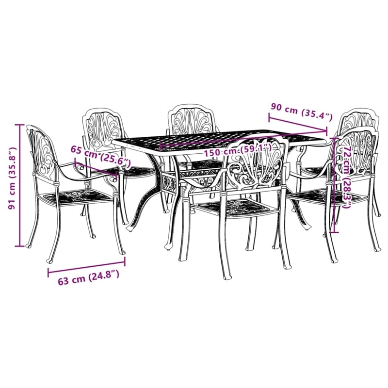 vidaXL 7 Piece Garden Dining Set in White
