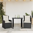 vidaXL 3 Piece Poly Rattan Garden Dining Set in Black/Cream White