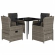 vidaXL 5 Piece Poly Rattan Garden Dining Set in Black/Gray