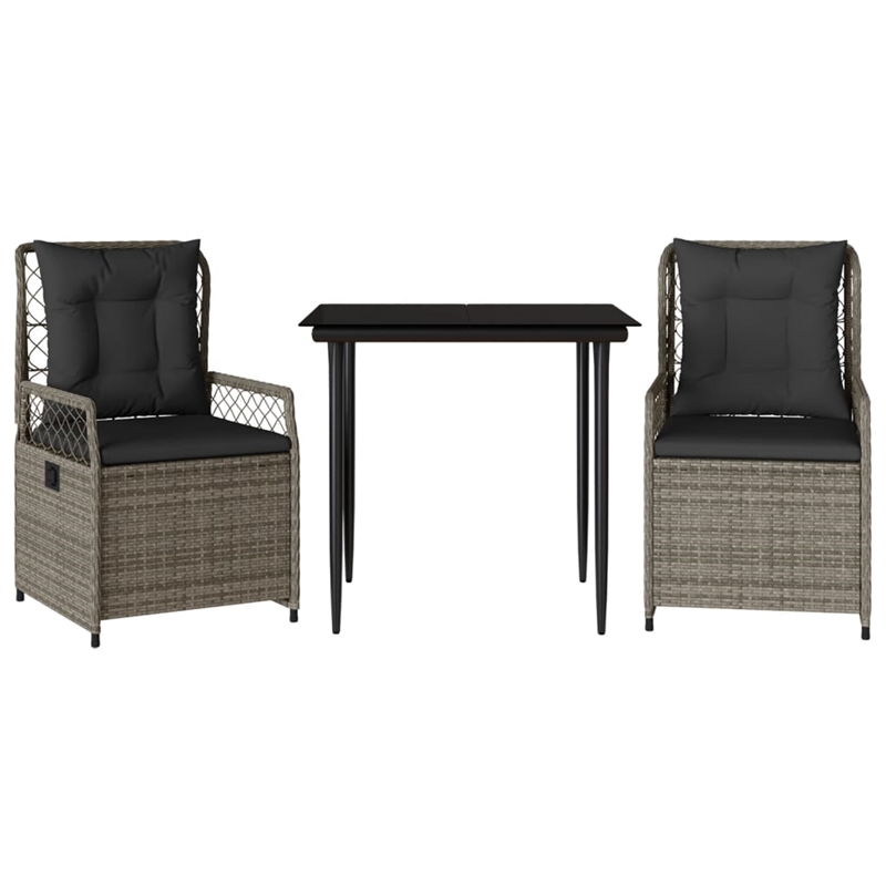 vidaXL 3 Piece Garden Dining Set in Black/Dark Gray