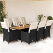 vidaXL 9 Piece Poly Rattan Garden Dining Set in Black/Cream White