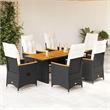 vidaXL 7 Piece Rattan Garden Dining Set in Black