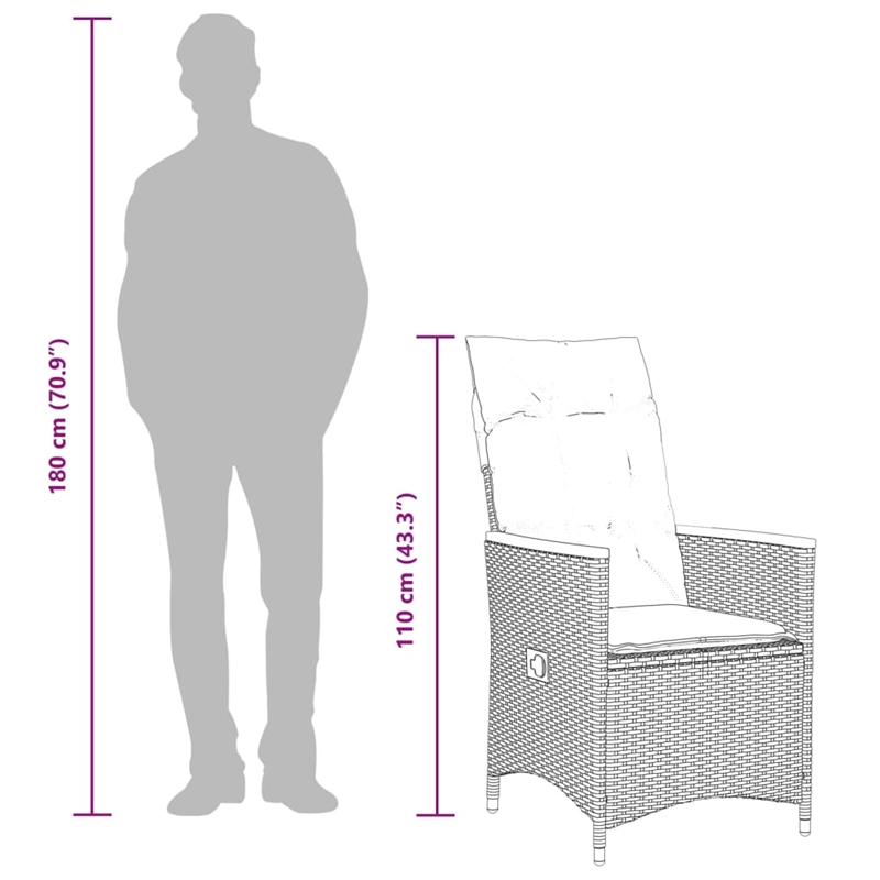 vidaXL 9 Piece Poly Rattan Garden Dining Set in Black/Cream White