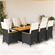 vidaXL 9 Piece Poly Rattan Garden Dining Set in Black/Cream White