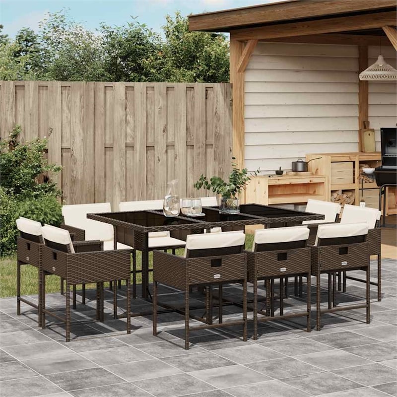 vidaXL 11 Piece Patio Dining Set in Brown