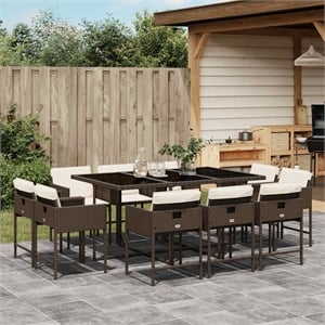 vidaXL 11 Piece Patio Dining Set in Brown