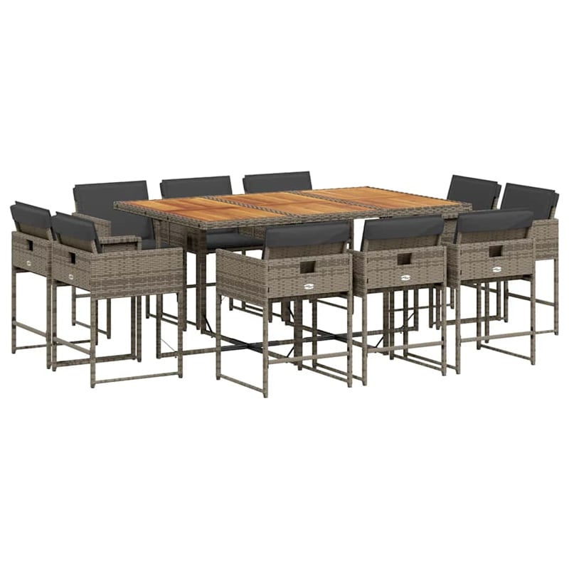 vidaXL 11 Piece Poly Rattan Patio Dining Set in Dark Gray
