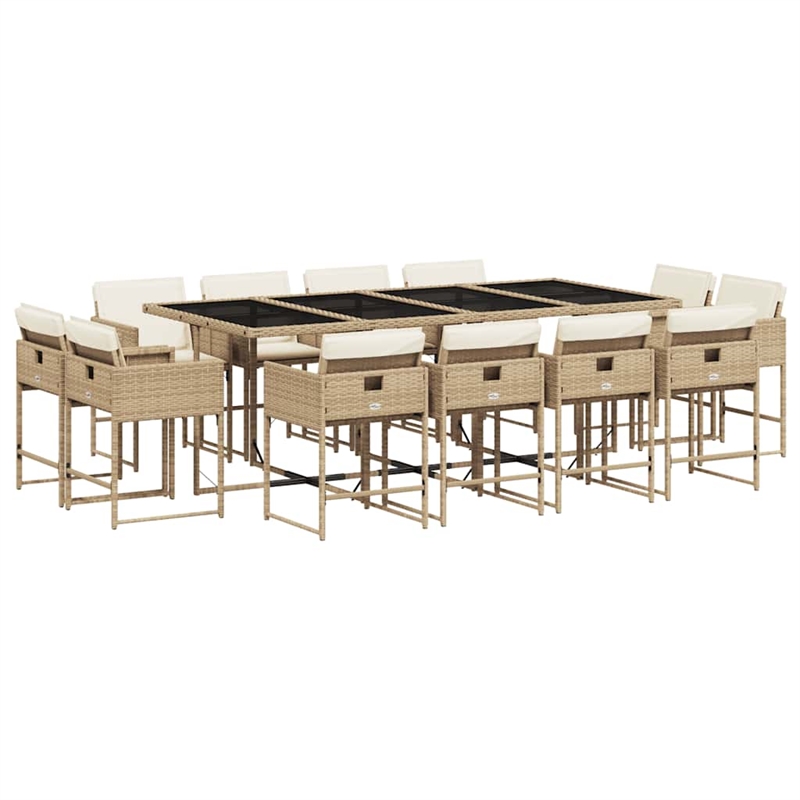 vidaXL 13 Piece Rattan Patio Dining Set in Beige
