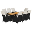 vidaXL Poly Rattan Garden Dining Set in Black/Cream White