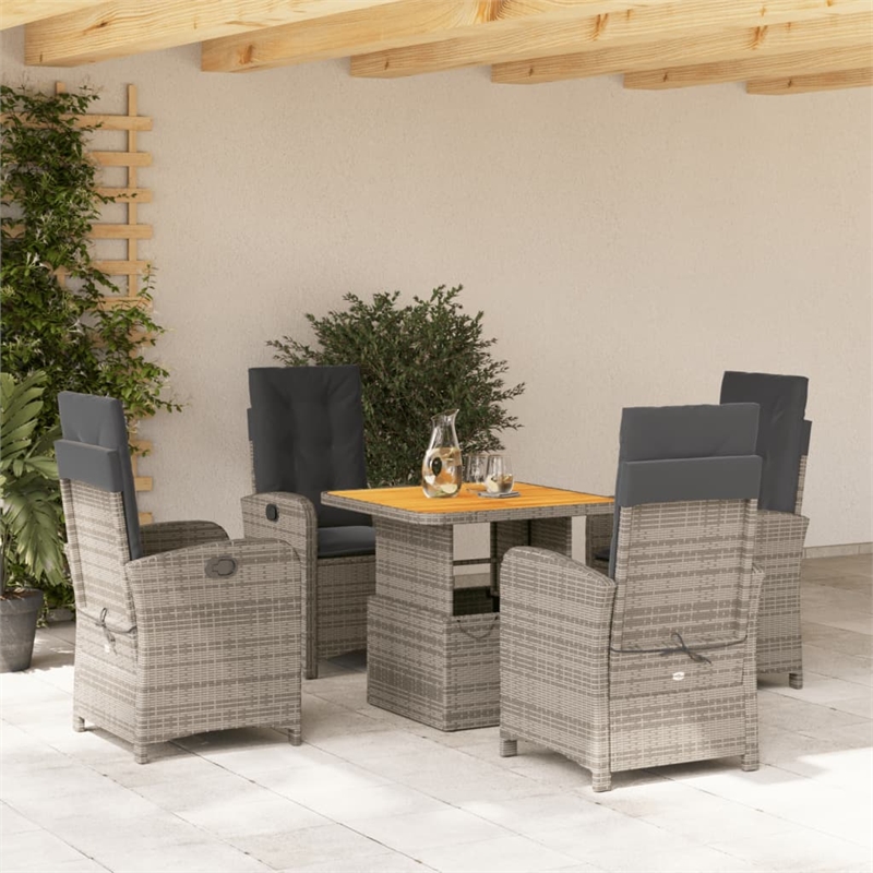 vidaXL Poly Rattan Garden Dining Set in Gray