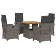 vidaXL Poly Rattan Garden Dining Set in Gray and Brown
