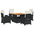 vidaXL 5 Piece Poly Rattan Garden Dining Set in Black/Cream White