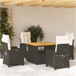 vidaXL 5 Piece Poly Rattan Garden Dining Set in Black/Cream White