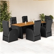 vidaXL 7 Piece Rattan Garden Dining Set in Black