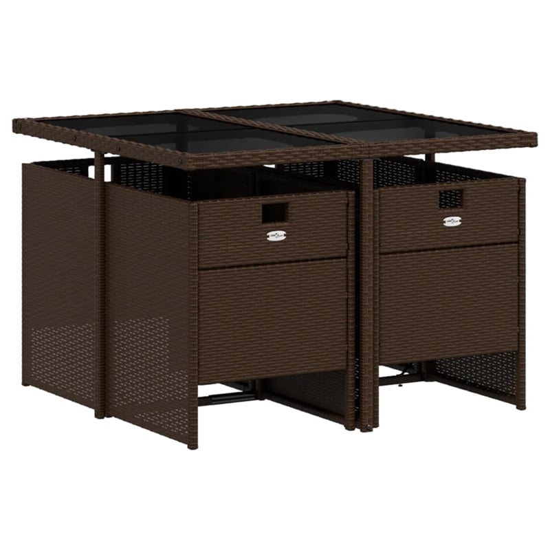 vidaXL 5 Piece Rattan Patio Dining Set in Brown/Cream White