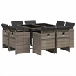 vidaXL 9 Piece Poly Rattan Foldable Patio Dining Set in Gray