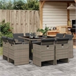 vidaXL 9 Piece Poly Rattan Foldable Patio Dining Set in Gray