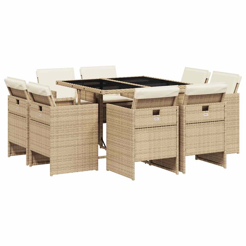 vidaXL 9 Piece Patio Dining Set in Black