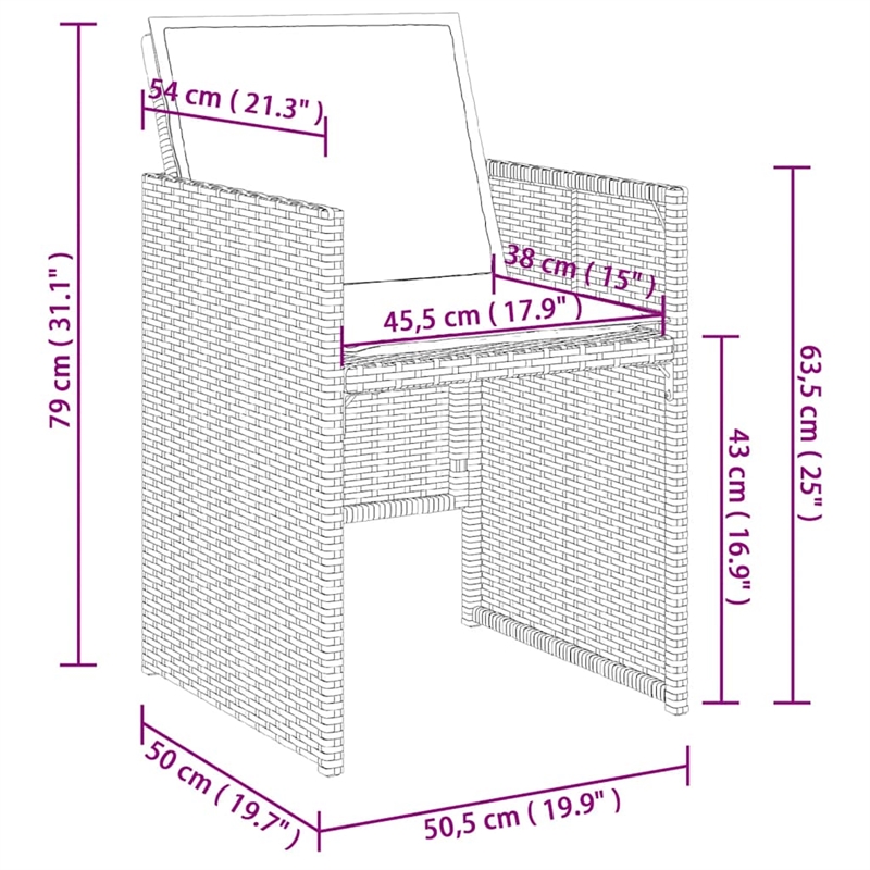 vidaXL 9 Piece Patio Dining Set in Black