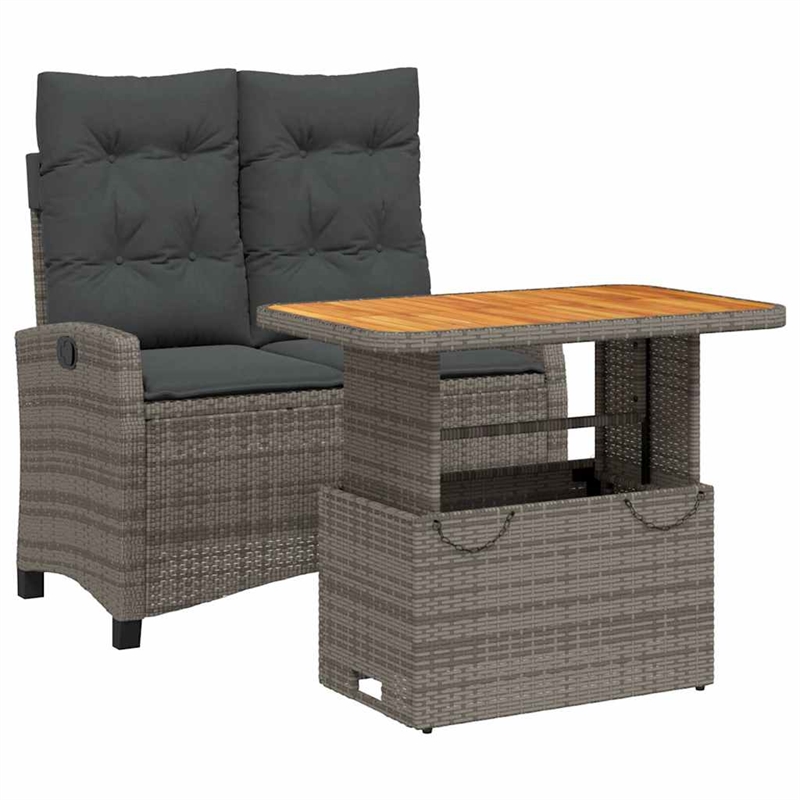 vidaXL 2 Piece Rattan Garden Dining Set in Gray and Brown