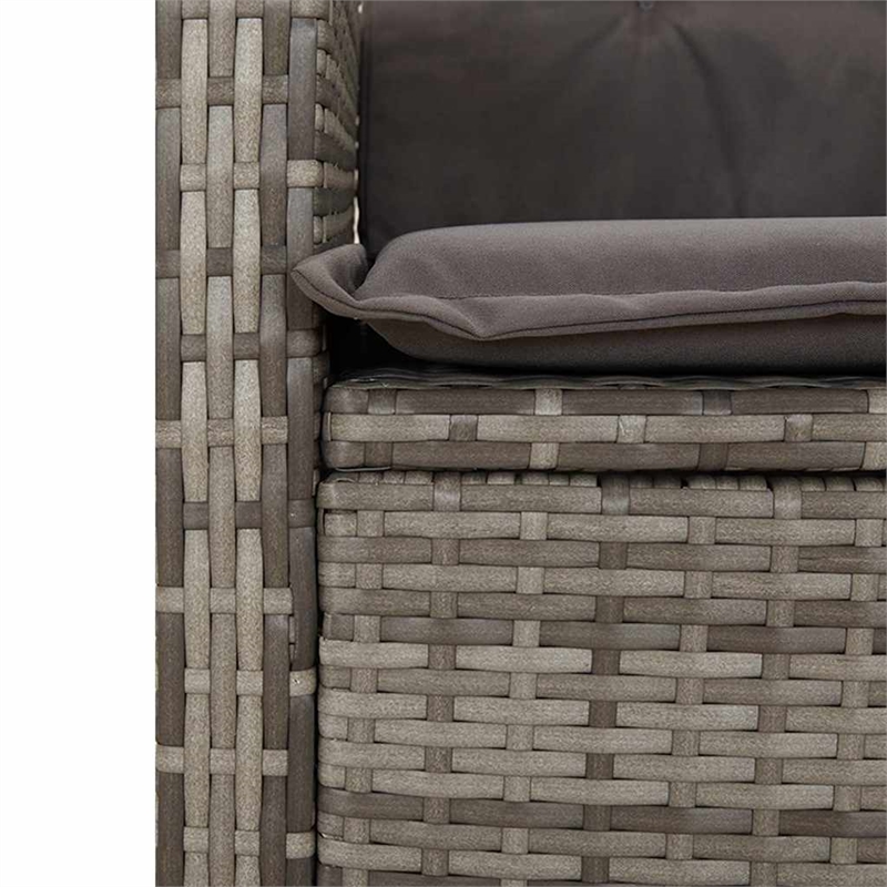 vidaXL 2 Piece Rattan Garden Dining Set in Gray and Brown