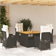 vidaXL 5 Piece Poly Rattan Garden Dining Set in Black