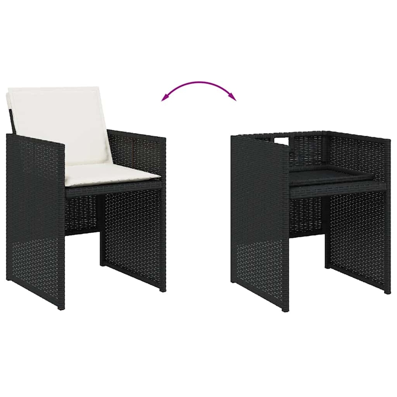 vidaXL 11 Piece Poly Rattan Patio Dining Set in Black/Cream White