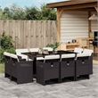 vidaXL 11 Piece Poly Rattan Patio Dining Set in Black/Cream White
