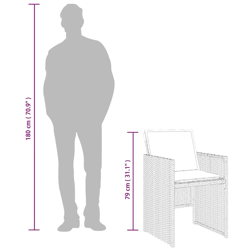 vidaXL 13 Piece Rattan Patio Dining Set in Black/Cream White