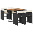 vidaXL 5 Piece Poly Rattan Patio Dining Set in Black/Cream White