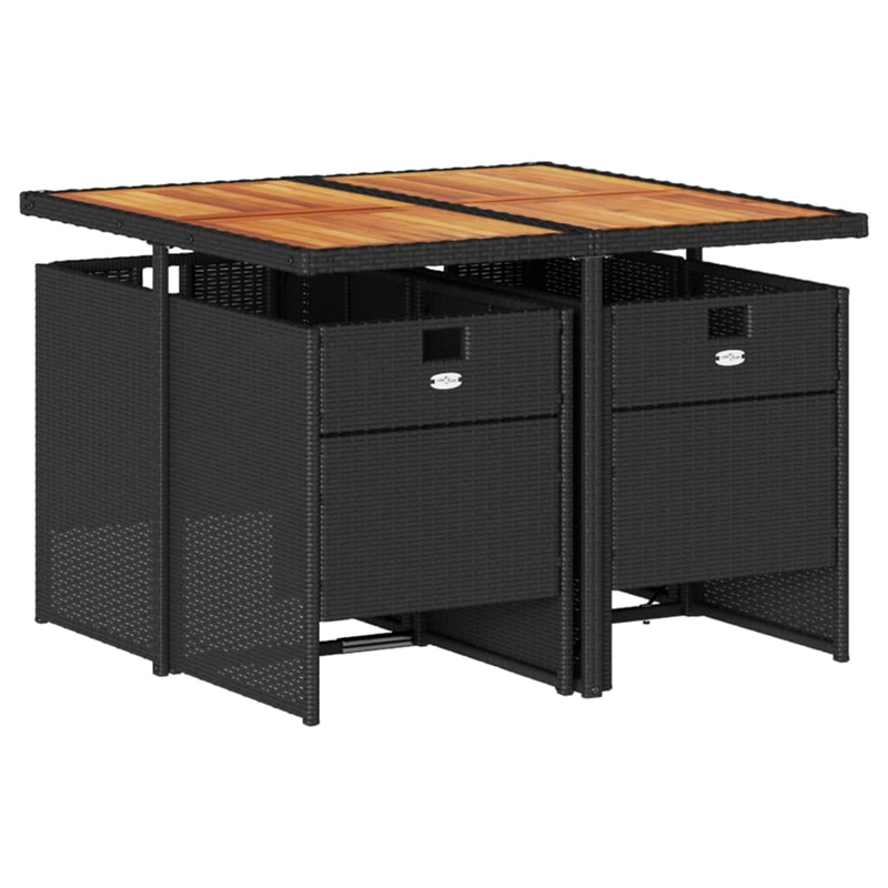 vidaXL 5 Piece Poly Rattan Patio Dining Set in Brown/Cream white/Black