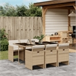 vidaXL 7 Piece Rattan Patio Dining Set in Beige/Cream White