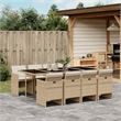 vidaXL 9 Piece Rattan Patio Dining Set in Beige/Cream White
