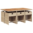 vidaXL 7 Piece Poly Rattan Patio Dining Set in Brown